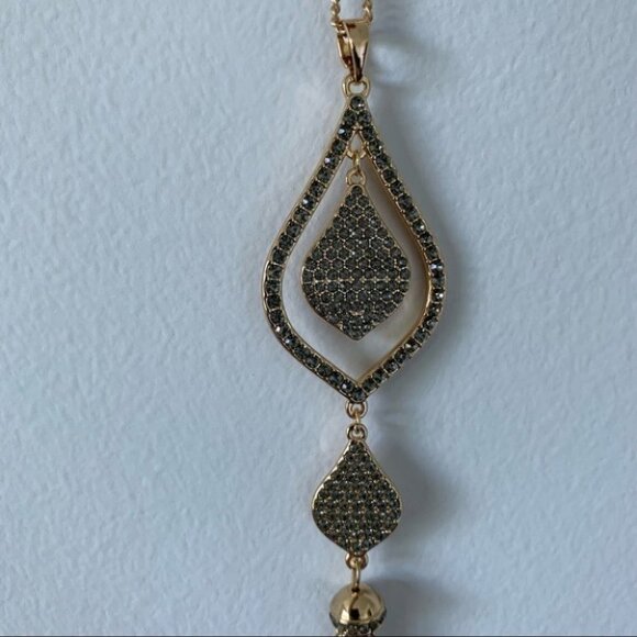 Gold-Tone Crystal & Chain Tassel Pendant Necklace - Picture 6 of 8